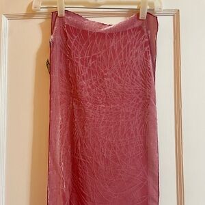 NWT Cut velour silk scarf, fab pink 12x 60 in.